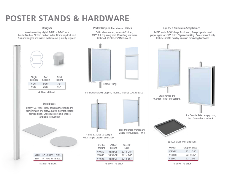 Poster stands & Hardware Page 1